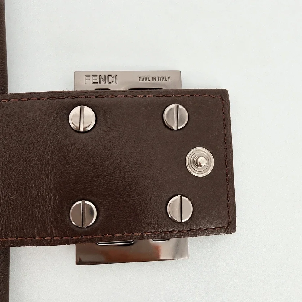 Fendi Zucca Wallet Unisex Brown Leather Monogram Trifold Logo Luxury Y2K Vintage